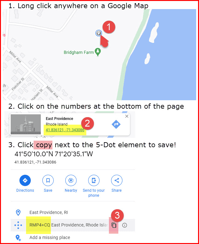 Illustrated 3-step directions for crating map plus codes on a personal computer